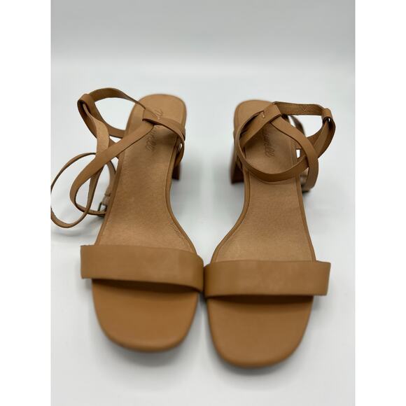 Madewell Loli Sandals 8.5 Tan Leather Ankle‑Strap Block Heel Strappy Amber Clay - Picture 4 of 15